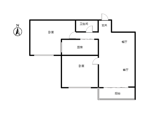 香港豪庭2室2厅1卫户型图