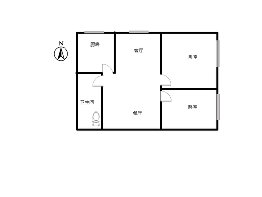 鹏渤印象城·牛津花园2室2厅1卫户型图