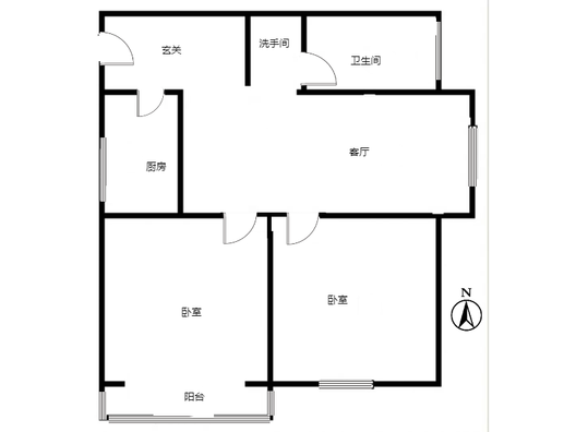 翡翠城（涿郡东区）2室1厅1卫户型图
