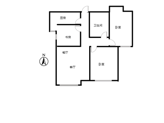鸿坤理想湾3室2厅1卫户型图
