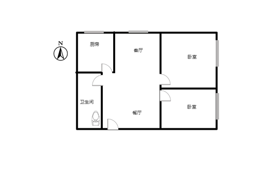 鹏渤印象城·牛津花园2室2厅1卫户型图