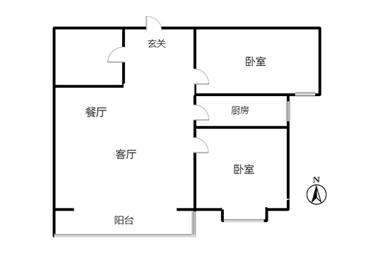 水岸花城2室2厅1卫户型图