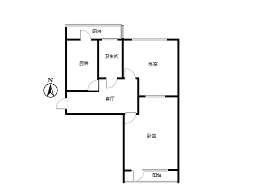 凌云厂家属院2室1厅1卫户型图