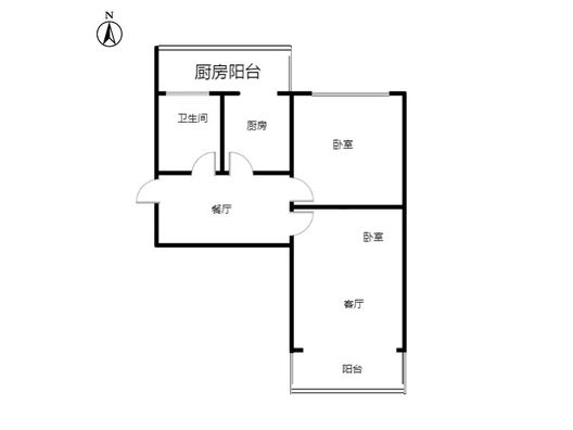 矿山局塑料厂家属院2室2厅1卫户型图