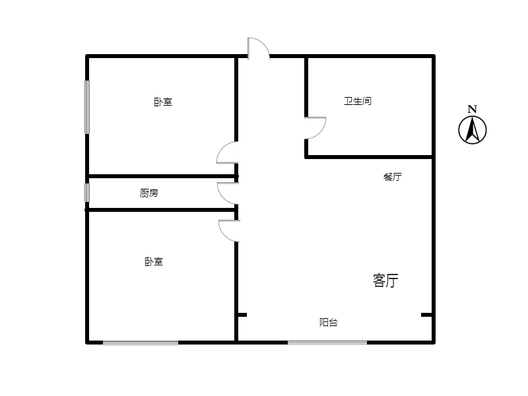 翡翠城（涿郡东区）2室2厅1卫户型图