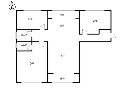 鹏渤印象城（龙马路）3室2厅2卫户型图