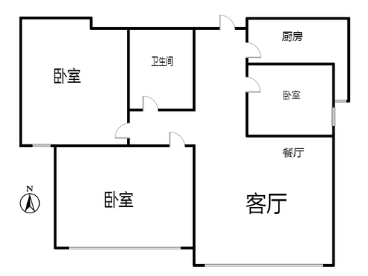 鸿坤理想湾3室2厅1卫户型图