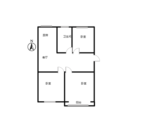 金城花园3室1厅1卫户型图