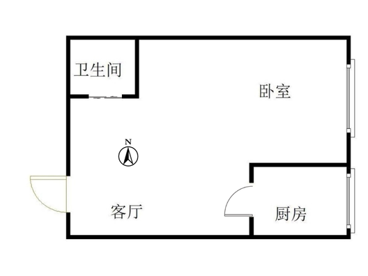 鸿坤新维港1室1厅1卫户型图