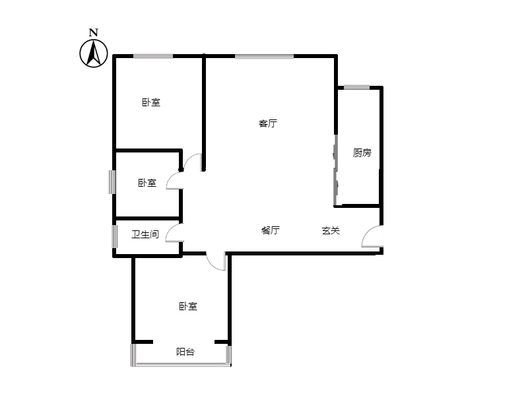 呈颐园小区3室2厅1卫户型图