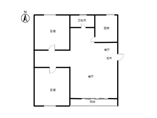 紫荆小区2室2厅1卫户型图