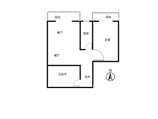 汇元和顺1室2厅1卫户型图