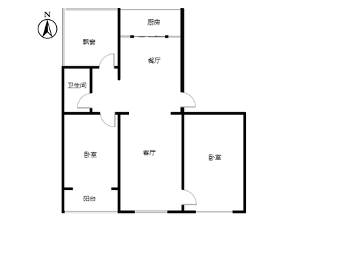 新府阳光一号院2室2厅1卫户型图