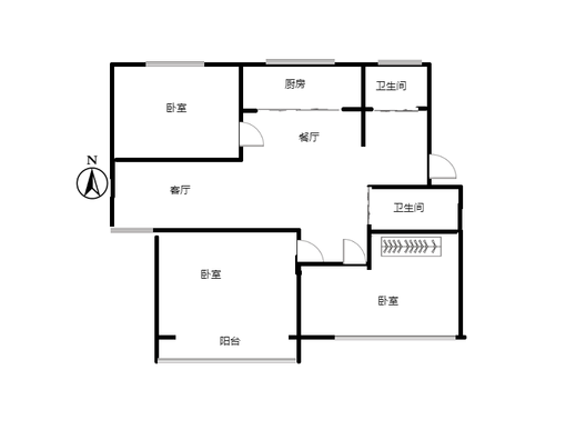 东方家属院3室2厅2卫户型图