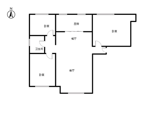 鸿坤理想湾3室2厅1卫户型图