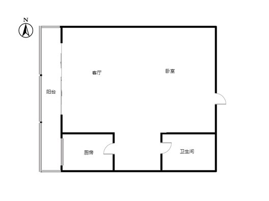 水岸花城1室1厅1卫户型图