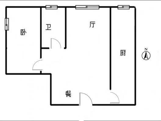翡翠滨江1室2厅1卫户型图