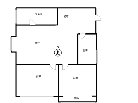 翡翠城（涿郡东区）2室2厅1卫户型图