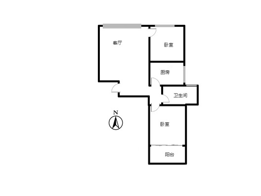 名流家和2室1厅1卫户型图