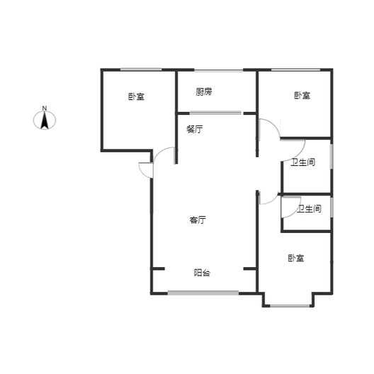 鹏渤印象城（龙马路）3室2厅2卫户型图
