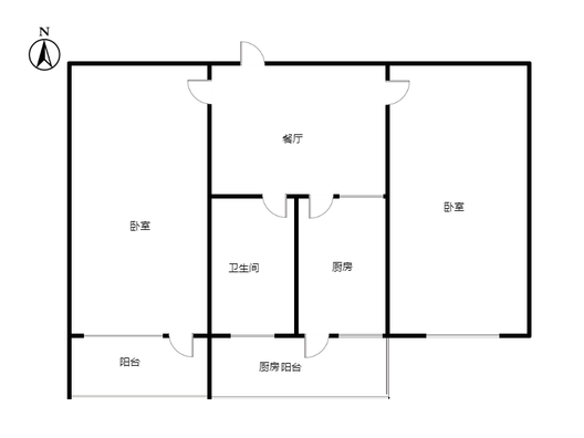双塔中学小区2室1厅1卫户型图