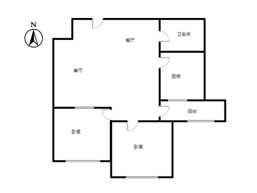 天保绿城2室2厅1卫户型图