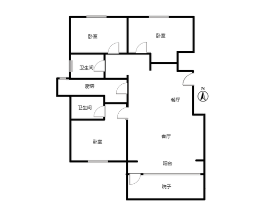 桃源新都孔雀城3室2厅1卫户型图