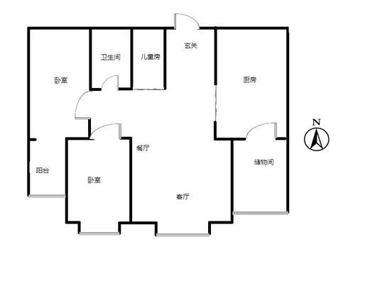 紫竹园3室2厅1卫户型图