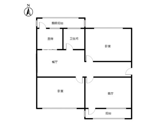 建设局住宅小区2室2厅1卫户型图
