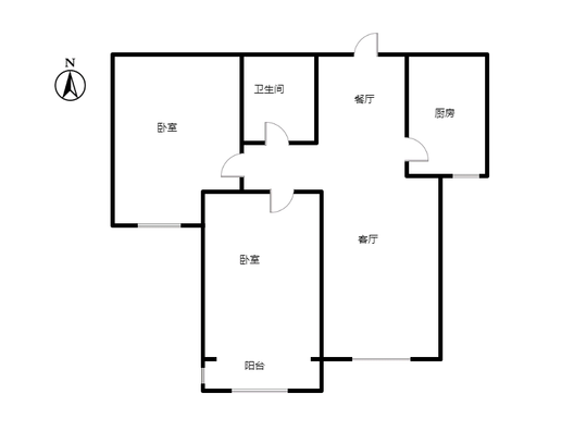 名流美域2室2厅1卫户型图
