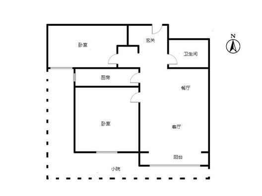 鹏渤印象城·牛津花园2室2厅1卫户型图
