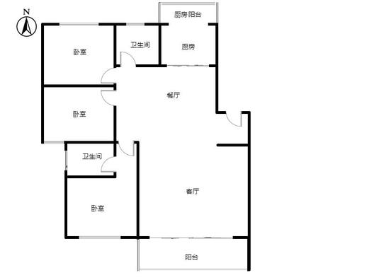 中国银行家属院3室2厅2卫户型图