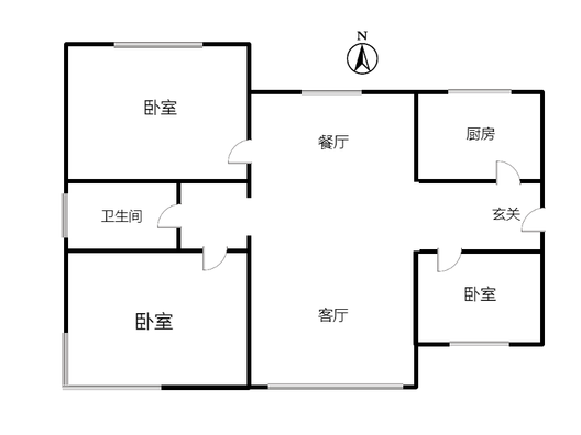 三利中和城二期西区（B区）3室2厅1卫户型图