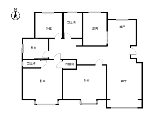 香邑溪谷玫瑰园4室2厅2卫户型图