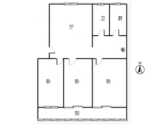 县府小区3室2厅1卫户型图