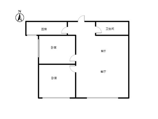 学府澜湾一期2室2厅1卫户型图