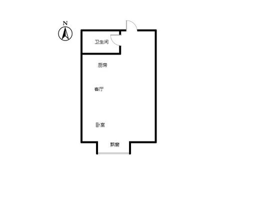 京第银座1室1厅1卫户型图