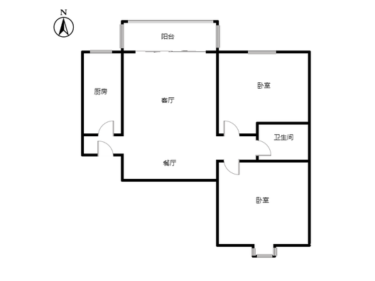翡翠城（涿郡东区）2室2厅1卫户型图