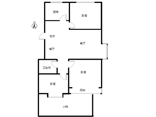 天保青花府3室2厅1卫户型图