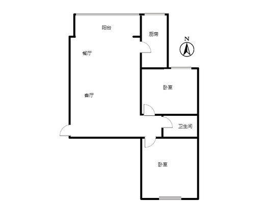 翡翠城（涿郡东区）2室2厅1卫户型图