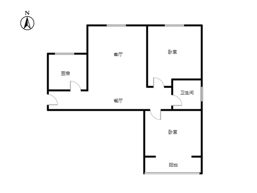 水岸花城2室2厅1卫户型图