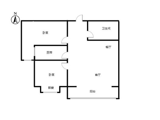 金域中央2室2厅1卫户型图