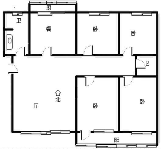 中心信用社家属院4室2厅2卫户型图