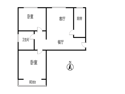 水岸花城2室2厅1卫户型图