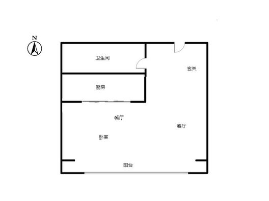 富景华庭1室2厅1卫户型图