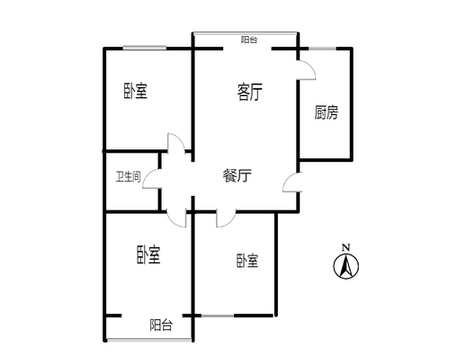 水岸花城3室2厅1卫户型图
