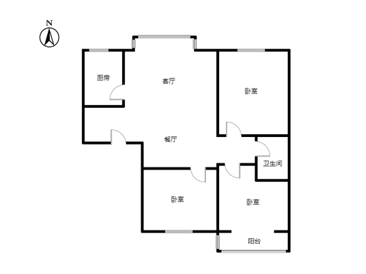 翡翠城（涿郡东区）3室2厅1卫户型图