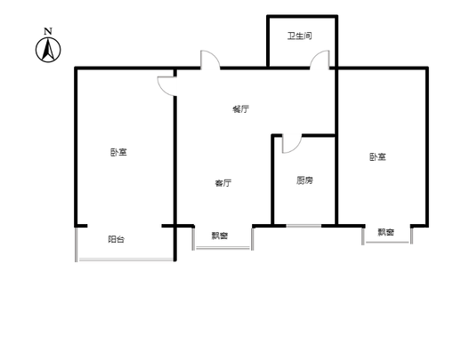 汇元新天地2室2厅1卫户型图