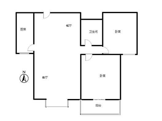 翔天万和城2室2厅1卫户型图