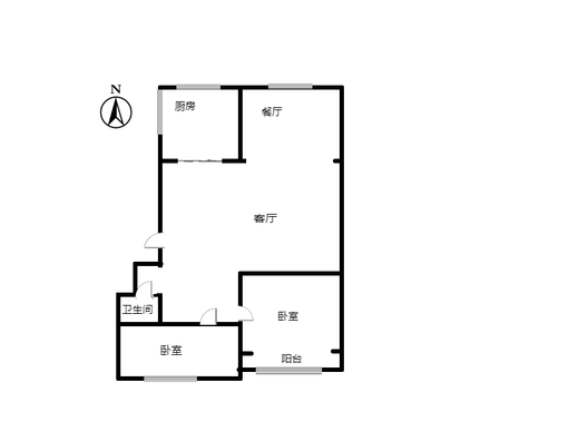 华北铝业生活小区（北院）2室2厅1卫户型图